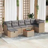 vidaXL Set canapele de grădină, 8 piese, cu perne, bej, poliratan 3325769