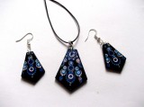 set colier si cercei lemn cu mandala 41831