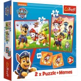Puzzle Trefl 2in1 Memo Patrula Catelusilor Echipa In Actiune