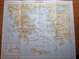 harta grecia antica - anii &#039;60-&#039;70 - dimensiuni 40/34 cm