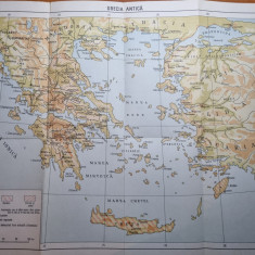 harta grecia antica - anii '60-'70 - dimensiuni 40/34 cm