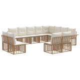 vidaXL Set de canapele de exterior cu pernă 12 pcs Alb Natural și Crem 3437794