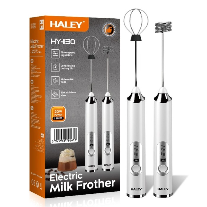 Spumator de lapte electric HALEY 20W &ndash; 3 viteze, incarcare USB, 2 capete inox, multifunctional 2 in 1