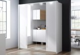 Dressing Dormitor 209x65x219cm, Oglinda, LED, Hettich, Placa Laminata, Dulap Dormitor Spatios