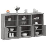 vidaXL Servantă cu lumini LED, gri sonoma, 181,5x37x100 cm