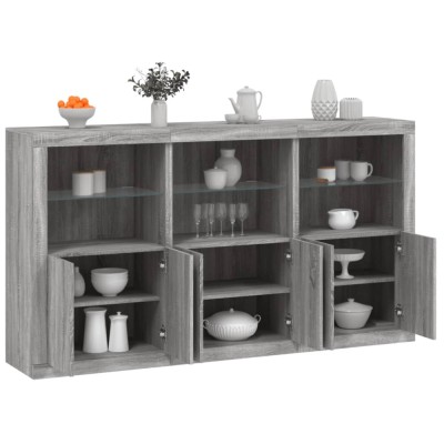 Gossi servanta cu lumini led, gri sonoma, 181,5x37x100 cm foto
