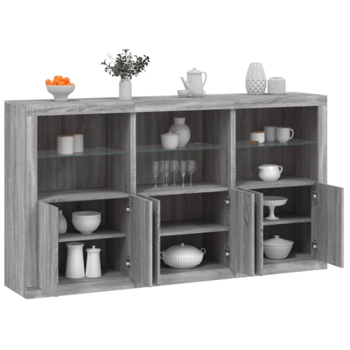 Gossi servanta cu lumini led, gri sonoma, 181,5x37x100 cm