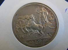 Moneda argint 2 lire 1917 foto