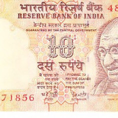 M1 - Bancnota foarte veche - India - 10 rupii - 2007