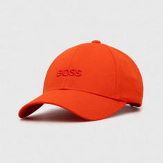 BOSS șapcă de baseball din bumbac culoarea portocaliu, cu imprimeu 50495441