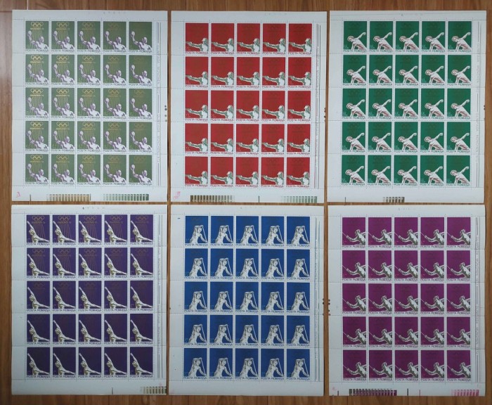 ✅RO 1972 LP 797 &quot;J.O. de Vara - Munchen &#039;72&quot; , serie in coli complete de 25 de marci , MNH