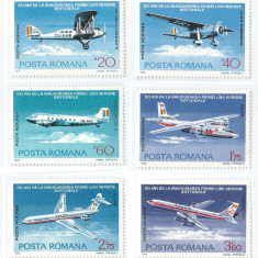 România, LP 918/1976, 50 de ani inaugurarea primei linii aeriene nationale, MNH