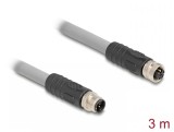 Cablu prelungitor M12 L-coded 5 pini PUR/medii industriale T-M 3m Gri, Delock 80540