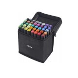 Cumpara ieftin Set de 40 markere colorate,1 varf rotund subtire,1 varf inclinat gros,geanta depozitare inclusa, Dactylion