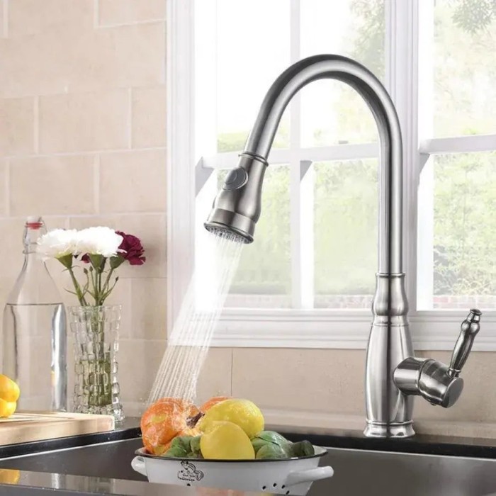 Baterie Bucatarie cu Dus Extractibil, Inox SUS304, Satinat, YSQ/105 ModernLight Concept