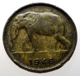F.160 CONGO COLONIE BELGIANA ELEFANT 1 FRANC 1946, Africa, Alama