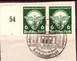 Pereche Germania 1939 - Concursul de Meserii, Margine de Coală cu Numărul 54, Ștampilă Specială Primă Zi Berlin (Mi. 689x2) -A222, Stampilat
