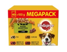 Hrana umeda pentru caini Pedigree Adult, Megapack plicuri, 40 x 100g