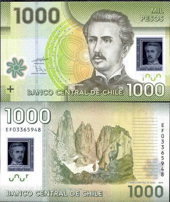 CHILE 1.000 pesos 2010 polymer UNC!!!