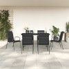 VidaXL Set mobilier de grădină, 7 piese, negru, oțel și textilenă