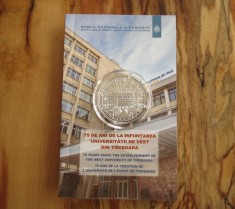 BNR 10 Lei 2019 Proof, Universitatea de Vest Timisoara - Argint foto