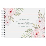 Album foto / Guestbook Caiet marturii personalizabil 1 pentru nunta, format A5 landscape, pix inclus, 120 pagini albe, accesoriu nunta
