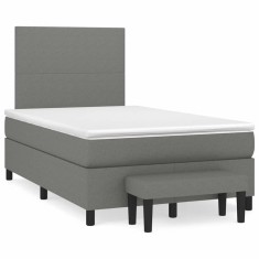 vidaXL Pat box spring cu saltea, gri &icirc;nchis, 120x190 cm, textil 3270342