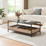 Masuta de cafea Belana 100x48x38,5 cm negru cu aspect stejar