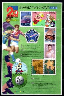 JAPONIA 2000, Secolul XX (XVI) Sport, Arta, Transport, bloc neuzat, MNH foto