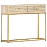 Cumpara ieftin Masa consola, auriu, 90 x 30 x 75 cm, lemn masiv de mango