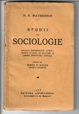 N. N. Matheescu, Studii de Sociologie ( dedicatie catre Serban Milcoveanu), 1933