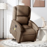 VidaXL Fotoliu electric de masaj rabatabil cu ridicare, maro, textil