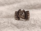 Argint INEL MASIV, 1920 art deco FRANTA ornat SPLENDID cu ZIRCONIU de efect UNIC