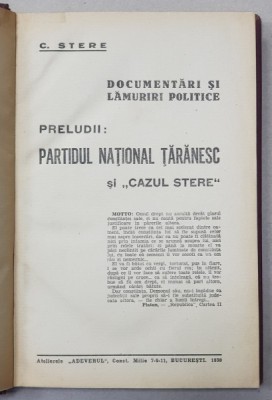 Preludii , Partidul National Taranesc si cazul Stere de C. Stere , 1930 foto