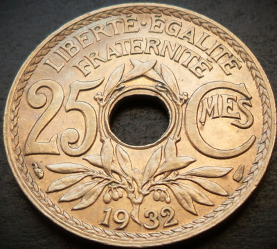 Moneda istorica 25 CENTIMES - FRANTA, anul 1932 * cod 4915 = A.UNC foto