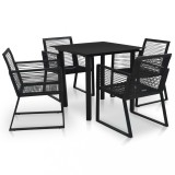 Set mobilier de exterior, 5 piese, negru, ratan PVC GartenMobel Dekor, vidaXL