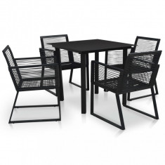 vidaXL Set mobilier de exterior, 5 piese, negru, ratan PVC