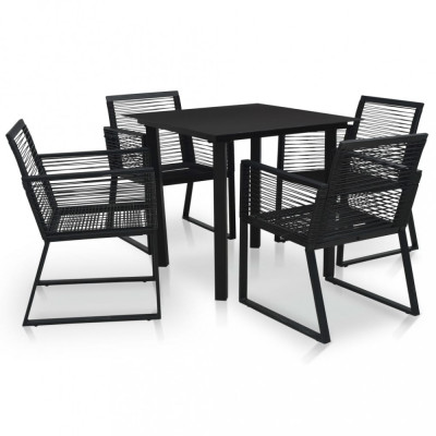 vidaXL Set mobilier de exterior, 5 piese, negru, ratan PVC foto