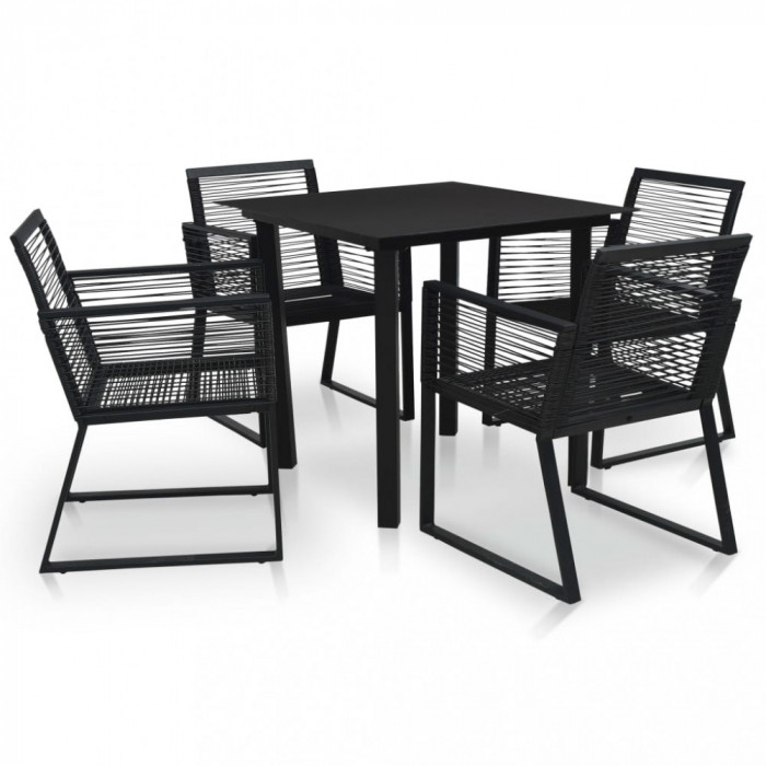 Set mobilier de exterior, 5 piese, negru, ratan PVC GartenMobel Dekor