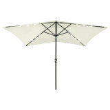 Umbrela de soare cu stalp din otel &amp; LED-uri, nisipiu, 2x3 m GartenMobel Dekor