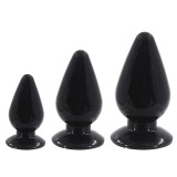 Set Dop Anal Plug Tear Shape Stopper Handle Sex Silicon Black Ventuza 3 Buc SML