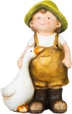 Dekor&aacute;cia MagicHome, Chlapček s h&uacute;skou v hnedom oblečen&iacute;, keramika, 6,5x12,5x19 cm