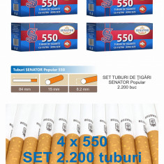 2.200 tuburi de tigari SENATOR standard cu filtru maro pentru injectat tutun