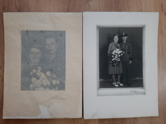 Doua fotografii foto poze cabinet militare WW razboi armata vechi Austria ofiter