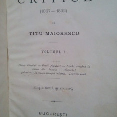 Titu Maiorescu - Critice (1867-1892) (1892)