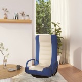Scaun de podea pivotant, albastru și crem, material textil