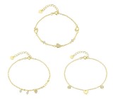 Cumpara ieftin Set Bratari Din Argint 925 Gold Romantic Heart Zirconia