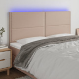 VidaXL Tăblie de pat cu LED, cappuccino, 160x5x118/128 cm, piele eco