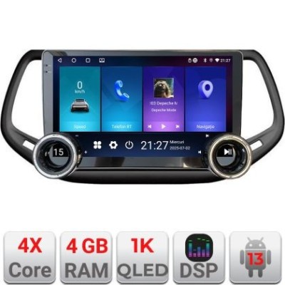 Navigatie JEEP COMPASS 2017 Manual Kit-732 Edotec 4+64 10.5 inch Incell 1K android Wifi 5Ghz gps internet CarStore Technology foto