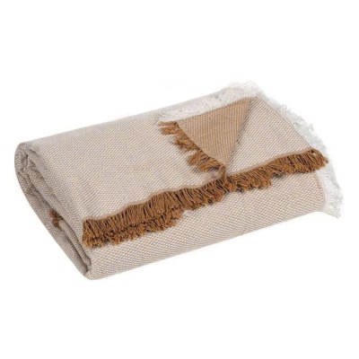 Cuvertura pentru fotoliu, cu franjuri alb-maro, 180x160cm foto